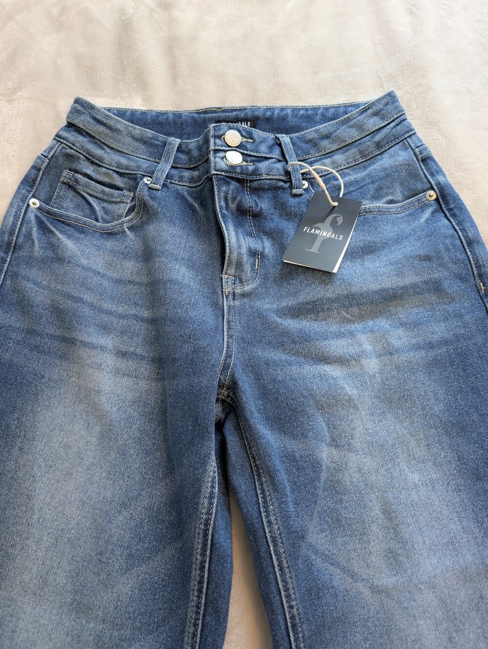 Flamingals Mid-rise Boyfriend Double Button Fly Jeans NWT Women's Medium - Picture 6 of 9